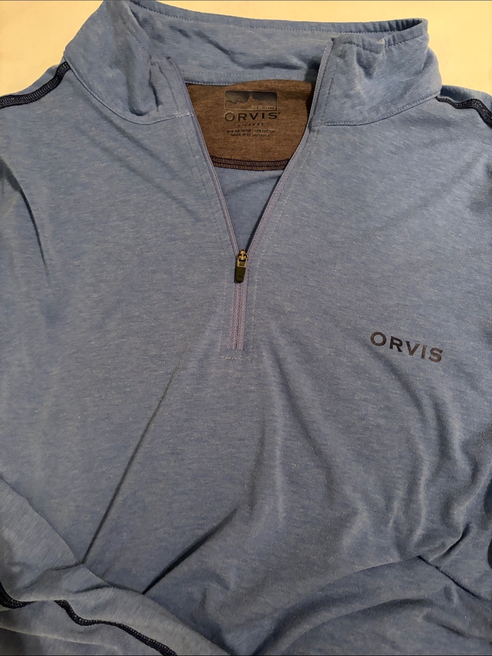 Orvis Men's Sky Blue Half-Zip Pullover Sweater